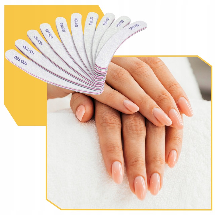Pilnik do paznokci manicure pedicure polerka BANAN PREMIUM 100/180 - 10 szt Marka Lewer